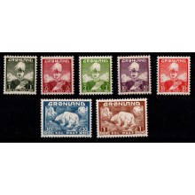 Christian X og isbjørn - Komplet sæt - Postfrisk.